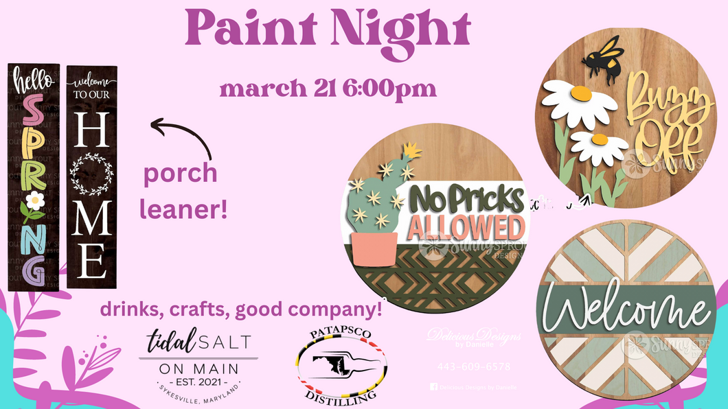 March Paint Night- Patapsco Distilling- March 21st 6pm