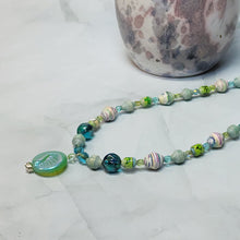 Load image into Gallery viewer, Mermaid Vibes Paper Bead Necklace - 18&quot; with 2&quot; chain extender
