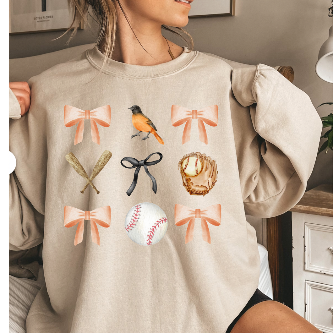 bows and balls  - Baltimore baseball crewneck