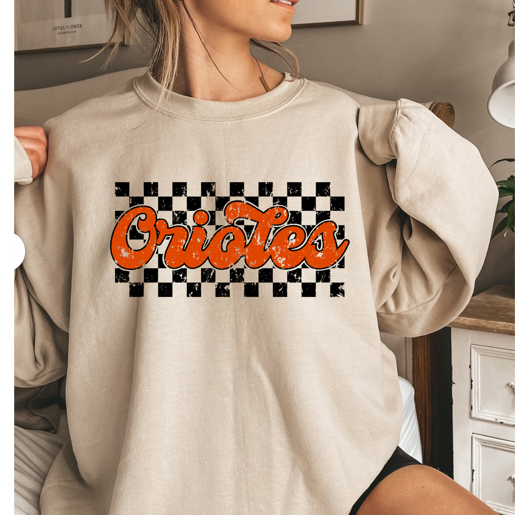 checker os - Baltimore baseball crewneck