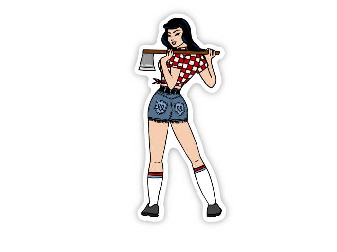 Pin Up Axe Girl Sticker