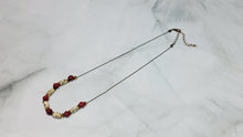 Load image into Gallery viewer, Sheet Music and Red Paper Bead Antiqued Copper Tiny Ball Chain Necklace - 17&quot; w/ 3&quot; chain extender
