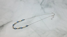 Load image into Gallery viewer, Sheet Music and Blue Paper Bead Silver Plated Ball Chain Necklace - 18&quot; w/ 3&quot; chain extender
