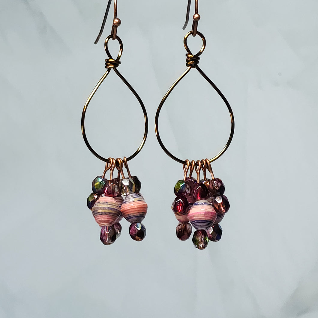 Sunset Bangle Paper Bead Earrings - 2-1/4