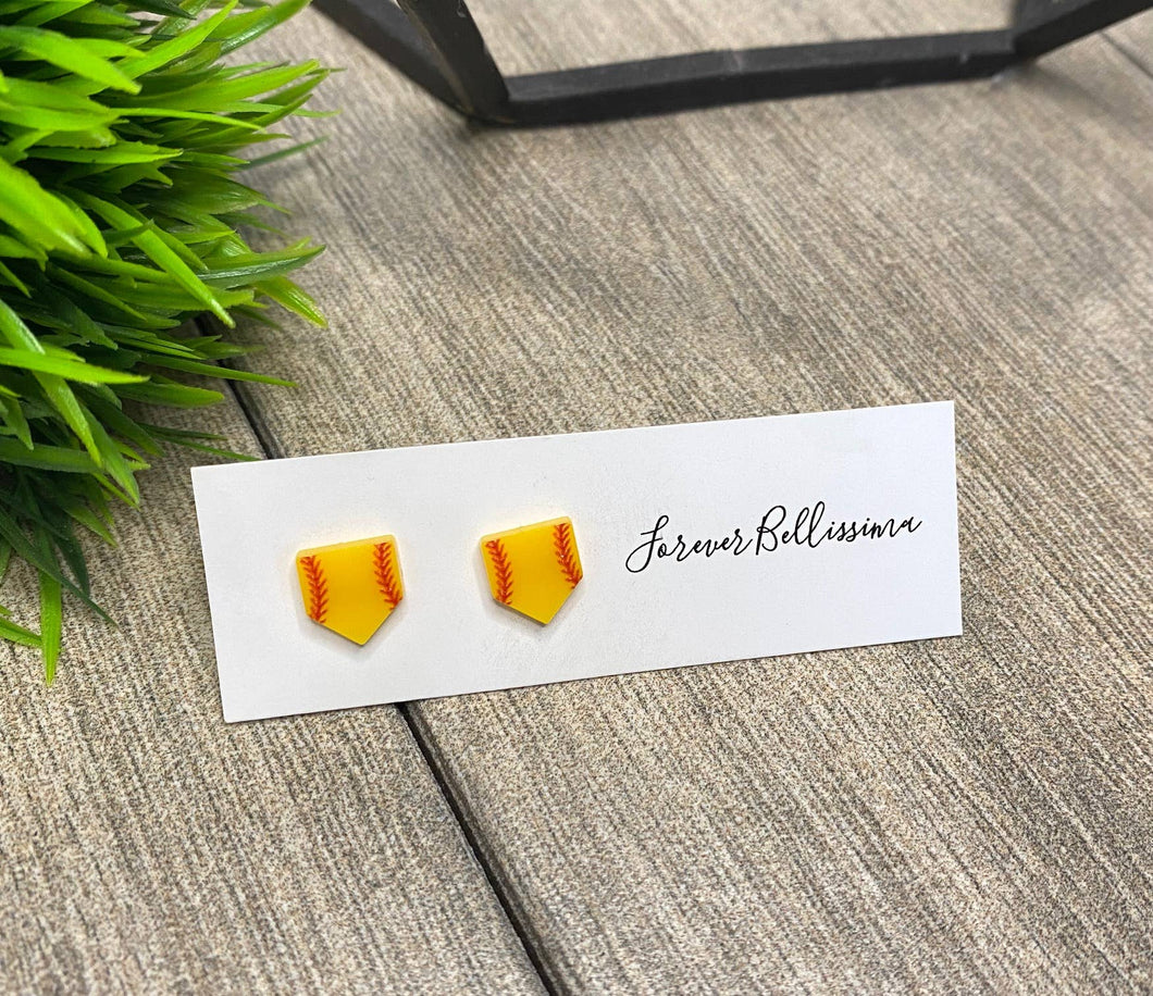 Softball Stud Earrings | Home Plate Earrings | Softball |