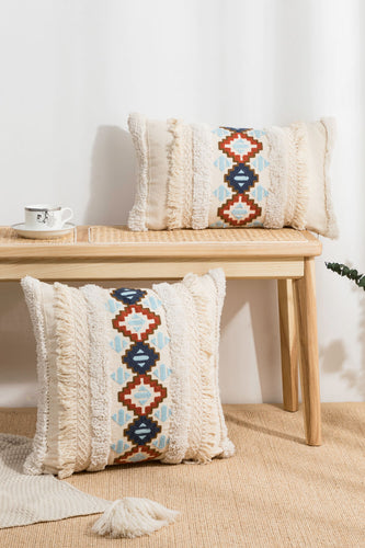 2 pack flat lay embroidered fringe detail pillow cover from Tidal Salt Co