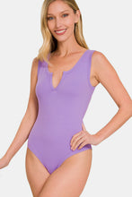 Load image into Gallery viewer, Zenana Microfiber Notched Sleeveless Bodysuit
