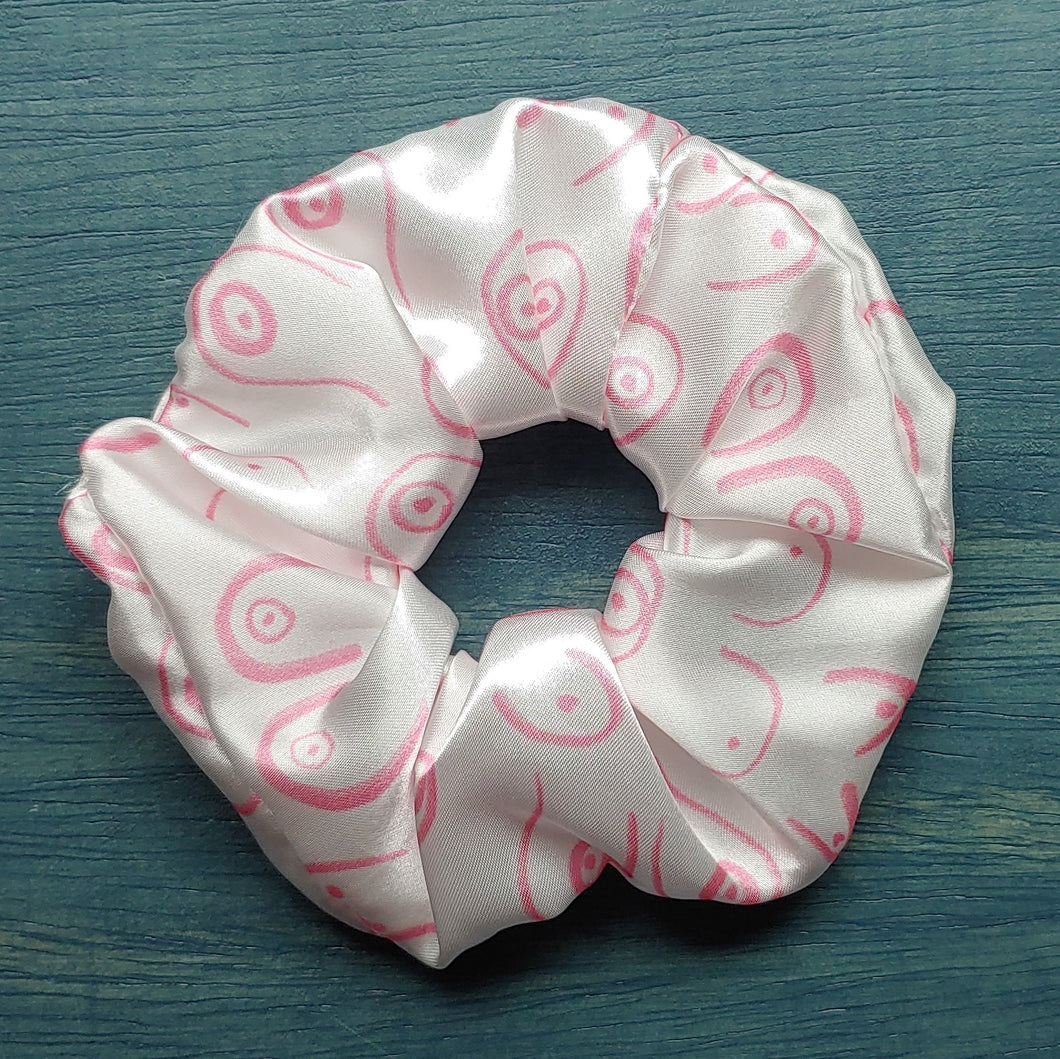 Satin Boob Scrunchie -White