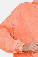 Load image into Gallery viewer, Zenana Drawstring Half Snap Dropped Shoulder Hoodie
