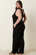 Load image into Gallery viewer, Mittoshop Rib Knit V-Neck Cross Back Jumpsuit
