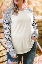 Load image into Gallery viewer, Plus Size Mixed Print Raglan Sleeve Round Neck Top
