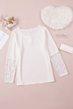 Load image into Gallery viewer, Plus Size Spliced Lace Ribbed Henley Top
