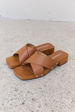 Load image into Gallery viewer, Weeboo Step Into Summer Criss Cross Wooden Clog Mule in Brown
