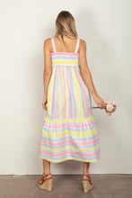 Load image into Gallery viewer, VERY J Striped Woven Smocked Midi Cami Dress
