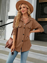 Load image into Gallery viewer, Textured Button Up Dropped Shoulder Shirt
