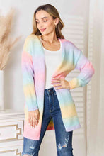 Load image into Gallery viewer, Woven Right Multicolored Gradient Open Front Longline Cardigan
