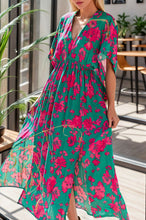 Load image into Gallery viewer, Slit Printed V-Neck Short Sleeve Dress

