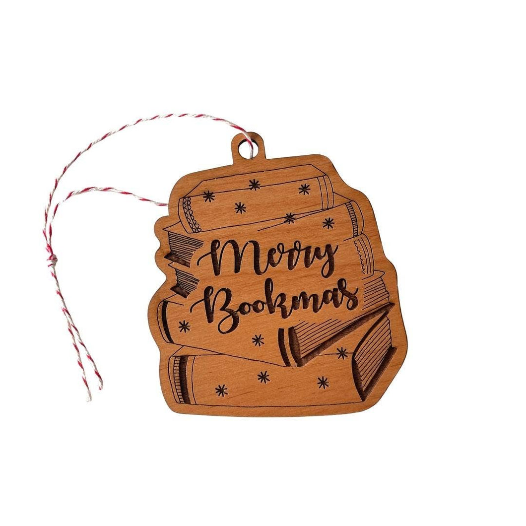 Merry Bookmas Wooden Ornament