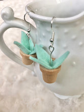 Load image into Gallery viewer, Mint Green Planted Pot Earrings
