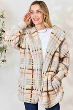 Load image into Gallery viewer, H&amp;T Checked Faux Fur Hooded Jacket
