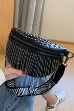 Load image into Gallery viewer, PU Leather Studded Sling Bag with Fringes
