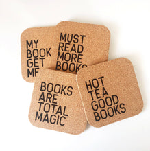 Load image into Gallery viewer, Bookish Coaster Set : Set of 4 Designs - HOT COFFEE
