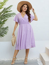 Load image into Gallery viewer, Plus Size Printed Smocked Waist Surplice Dress
