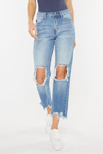 Load image into Gallery viewer, Kancan High Waist Chewed Up Straight Mom Jeans
