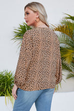 Load image into Gallery viewer, Plus Size Animal Print Balloon Sleeve V-Neck Blouse
