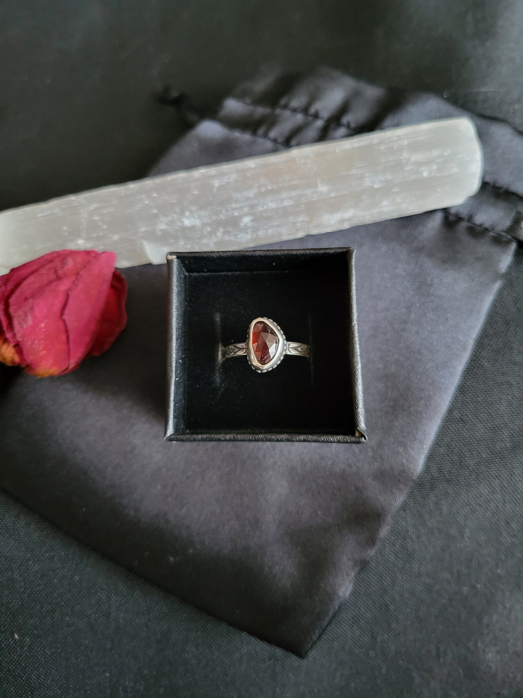 Rose Cut Garnet Ring