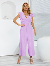 Load image into Gallery viewer, Ruffled Surplice Cap Sleeve Jumpsuit
