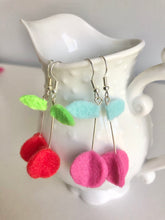 Load image into Gallery viewer, Felt Fruit Earrings- Cherry, Peach
