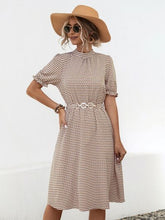 Load image into Gallery viewer, Printed Mock Neck Flounce Sleeve Dress

