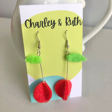 Load image into Gallery viewer, Felt Fruit Earrings- Cherry, Peach
