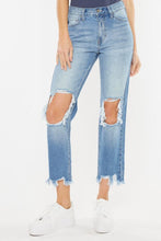 Load image into Gallery viewer, Kancan High Waist Chewed Up Straight Mom Jeans
