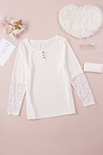 Load image into Gallery viewer, Plus Size Spliced Lace Ribbed Henley Top
