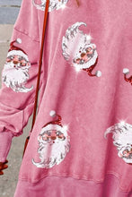 Load image into Gallery viewer, Sequin Santa Drop Shoulder Slit Sweatshirt
