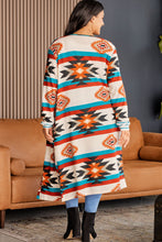 Load image into Gallery viewer, Plus Size Geometric Open Front Longline Cardigan

