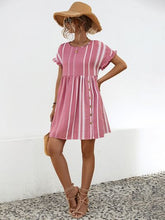 Load image into Gallery viewer, Striped Polka Dot Frill Short Sleeve Mini Dress
