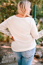 Load image into Gallery viewer, Plus Size Spliced Lace Ribbed Henley Top

