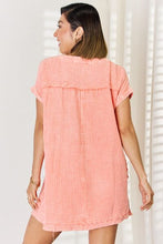 Load image into Gallery viewer, Zenana Washed Nochted Rolled Short Sleeve Dress
