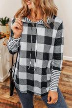 Load image into Gallery viewer, Plaid Drawstring Long Sleeve Hoodie
