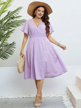 Load image into Gallery viewer, Plus Size Printed Smocked Waist Surplice Dress
