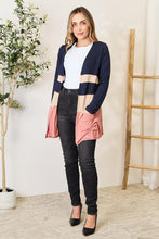 Load image into Gallery viewer, e.Luna Full Size Color Block Contrast Open Cardigan
