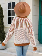 Load image into Gallery viewer, Striped Round Neck Dropped Shoulder Sweater
