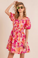 Load image into Gallery viewer, BiBi Floral V-Neck Puff Sleeve Mini Dress
