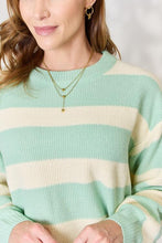 Load image into Gallery viewer, Sew In Love Full Size Contrast Striped Round Neck Sweater
