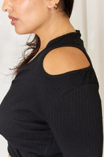 Load image into Gallery viewer, Culture Code Full Size Ribbed Surplice Cold Shoulder Top
