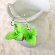 Load image into Gallery viewer, Neon Green Planted Pot Earrings
