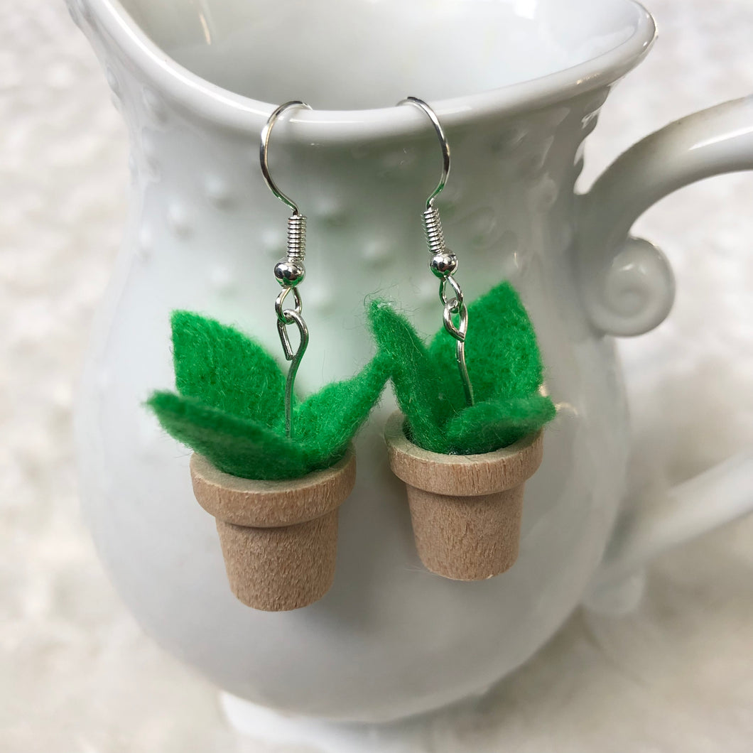 Kelly Green Planted Pot Earrings